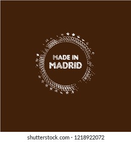 grunge made in madrid emblem, label, badge. vintage stamp.package label. vector illustration