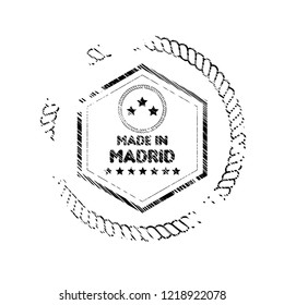 grunge made in madrid emblem, label, badge. vintage stamp.package label. vector illustration