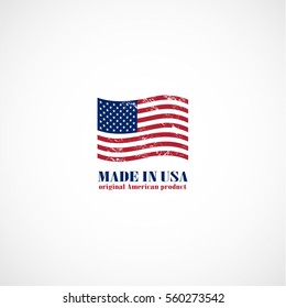 Grunge made in USA stamp with flag. Stars and stripes