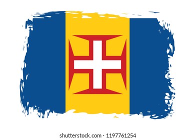 Grunge Madeira flag.flag of Madeira,banner vector illustration. Vector illustration eps10.