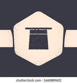 Grunge Magician hat icon isolated on grey background. Magic trick. Mystery entertainment concept. Monochrome vintage drawing. Vector Illustration