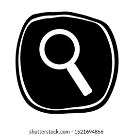 Grunge magnifying glass vector icon.