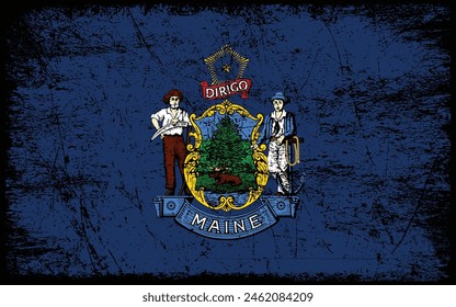 Bandera de Grunge Maine. Bandera de Vector de Maine.