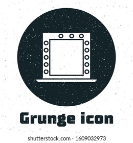Grunge Makeup mirror with lights icon isolated on white background.  Vector Illustration