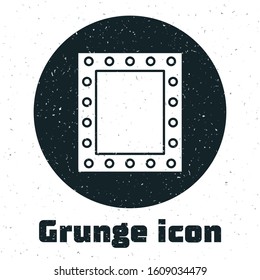 Grunge Makeup mirror with lights icon isolated on white background.  Vector Illustration