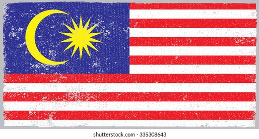 Grunge Malaysia flag.Malaysian flag with grunge texture.Vector template.