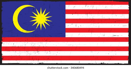 Grunge Malaysia flag.Malaysian flag with grunge texture.Vector template.