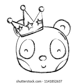 grunge male panda head with luxury crown
