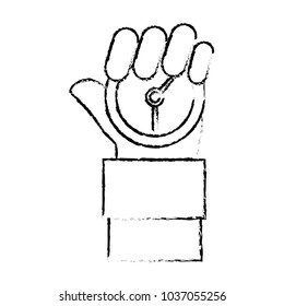 grunge man hand with chronometer time object