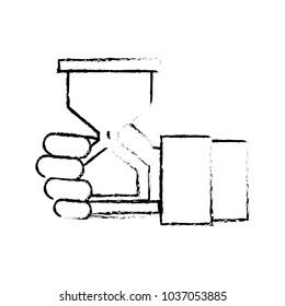 grunge man hand with hourglass object design