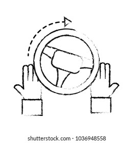 grunge man hands with steering wheel drive