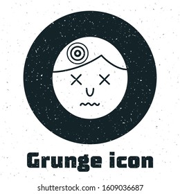 Grunge Man having headache, migraine icon isolated on white background.  Vector Illustration