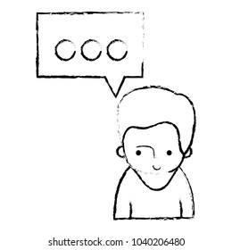 grunge man with t-shirt and chat bubble message