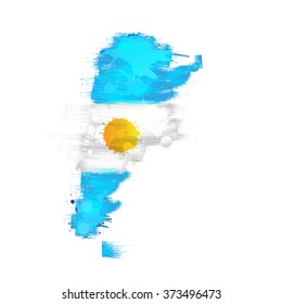 Grunge map of Argentina with Argentinian flag