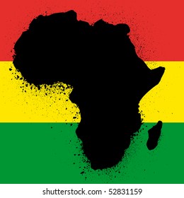 grunge map with flag of african ink vector illustration