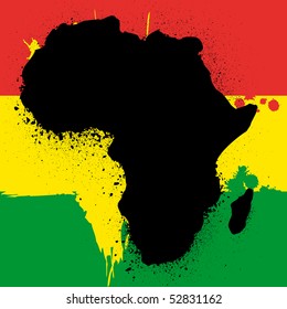grunge map with flag of african ink vector illustration