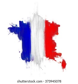 Grunge map of France with French flag