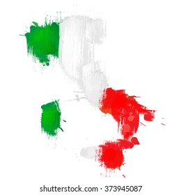 Grunge map of Italy with Italian flag