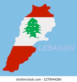 Grunge map of Lebanon with Lebanese flag