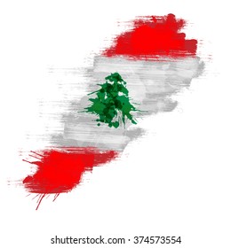 Grunge Map Of Lebanon With Lebanese Flag