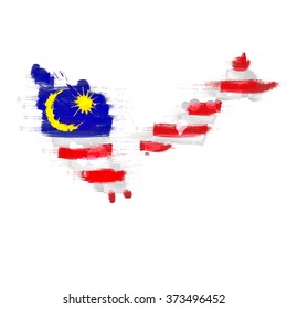 Grunge map of Malaysia with Malaysian flag