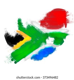 Grunge Map Of South Africa With South African Flag