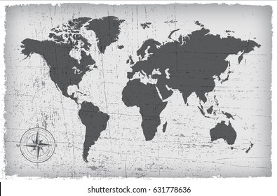 Grunge map of the world.Vintage world map.