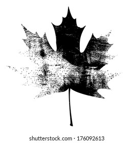 Grunge Maple Leaf - Black. EPS10 vector illustration.