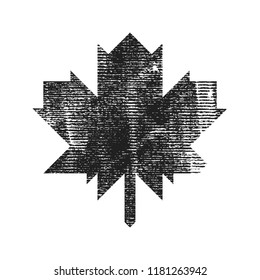 Grunge maple leaf icon