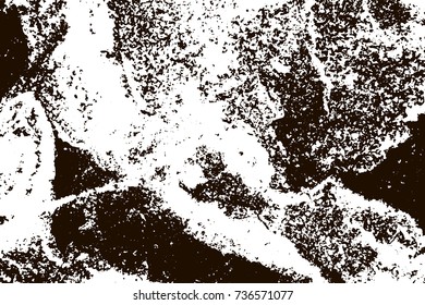 Grunge marble texture. White and black distress design. Torn stone modern background. Monochrome granite surface. Vector illustration.