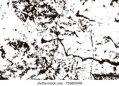 Grunge marble texture. White and black distress design. Torn stone modern background. Monochrome granite surface. Vector illustration.