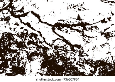 Grunge marble texture. White and black distress design. Torn stone modern background. Monochrome granite surface. Vector illustration.