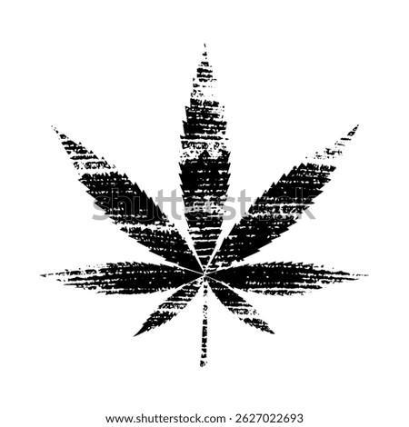 Grunge marijuana leaf. Cannabis leaf isolated. Natural product of organic hemp.