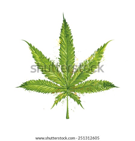 Grunge marijuana leaf. Vector illustration.