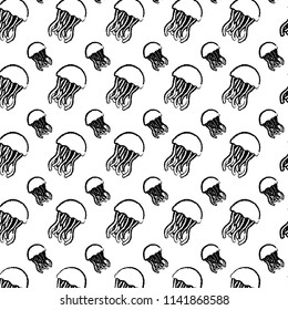 grunge marine jellyfish animal with tentacles background