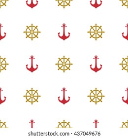 Grunge marine seamless pattern. Vector sea design. 