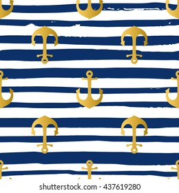 Grunge marine seamless pattern. Vector sea design. Striped background.