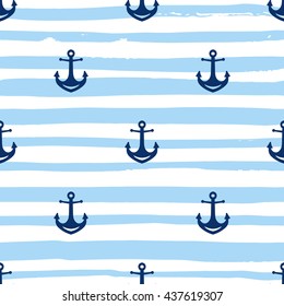 Grunge marine seamless pattern. Vector sea design. Striped background.