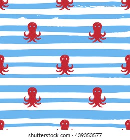 Grunge marine seamless pattern. Vector sea design. Striped background.