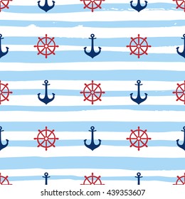 Grunge marine seamless pattern. Vector sea design. Striped background.