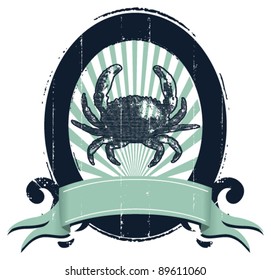 grunge marine shield with crab