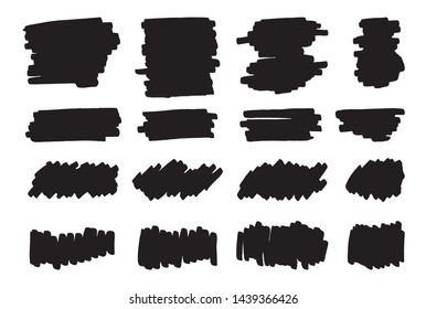 Grunge marker brush elements for design, dirty backgrounds