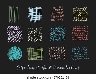 Grunge marker stains. Set of brushes and other design elements, hand drawn with ink. Collection of Hand Drawn textures.