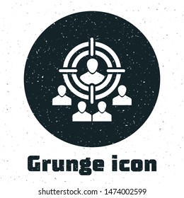 Grunge Marketing target strategy concept icon isolated on white background. Aim with people sign.  Vector Illustration