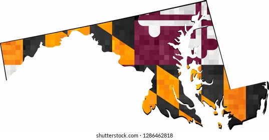 Grunge Maryland map with flag inside - Illustration