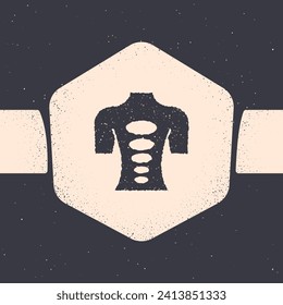 Grunge Massage stone therapy icon isolated on grey background. Relaxing, leisure. Monochrome vintage drawing. Vector