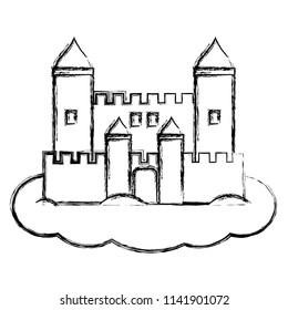 grunge medieval castle architecture style in the cloud