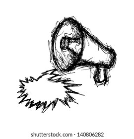 grunge megaphone in doodle style