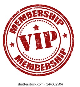Grunge membership vip rubber stamp, vector illustration