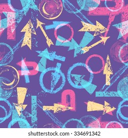 Grunge Messy Seamless Pattern. Vector Illustration. 